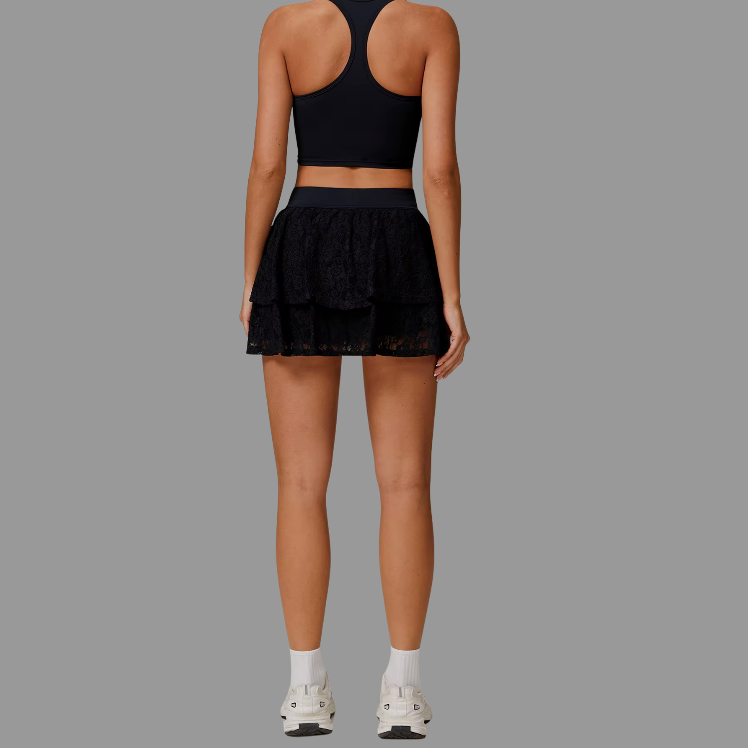 Crop top en dentelle Noir PILATIV
