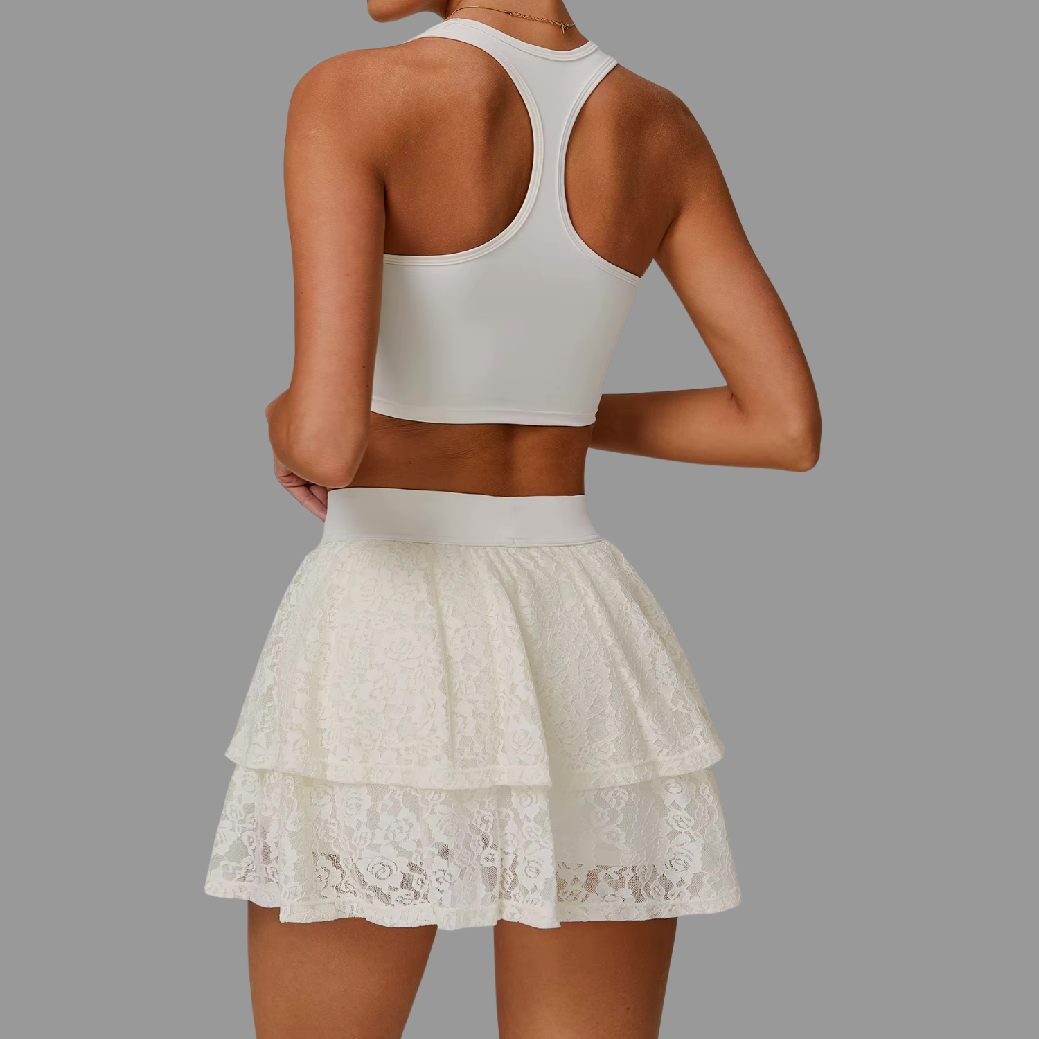 Crop top en dentelle Beige PILATIV