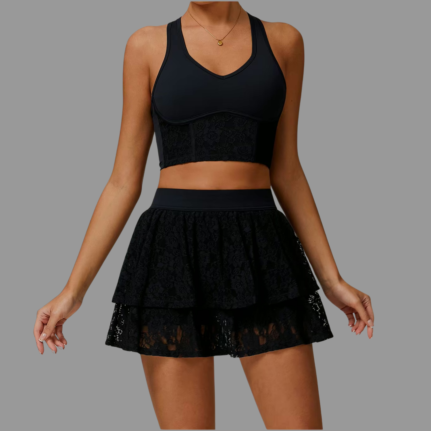 Jupe en dentelle Noir PILATIV
