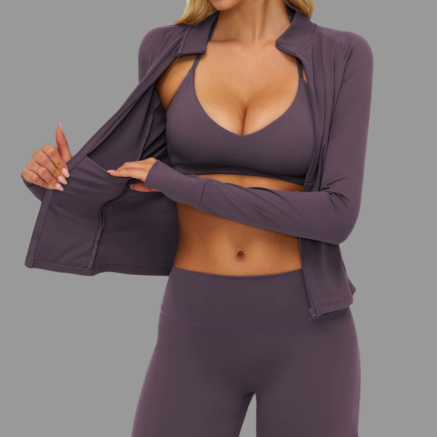 Veste de sport à col zappé Violet PILATIV