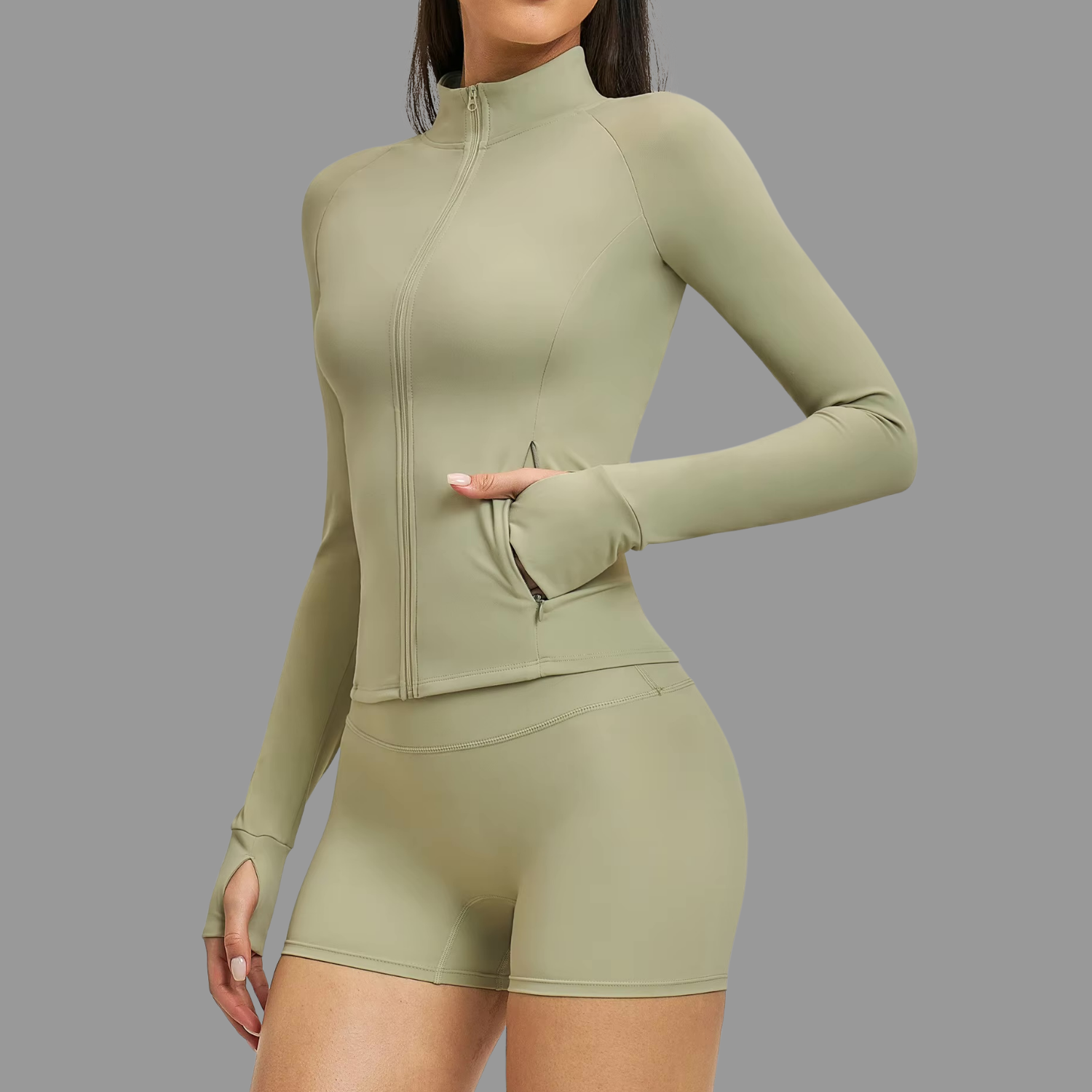 Veste de sport à col zappé Vert PILATIV