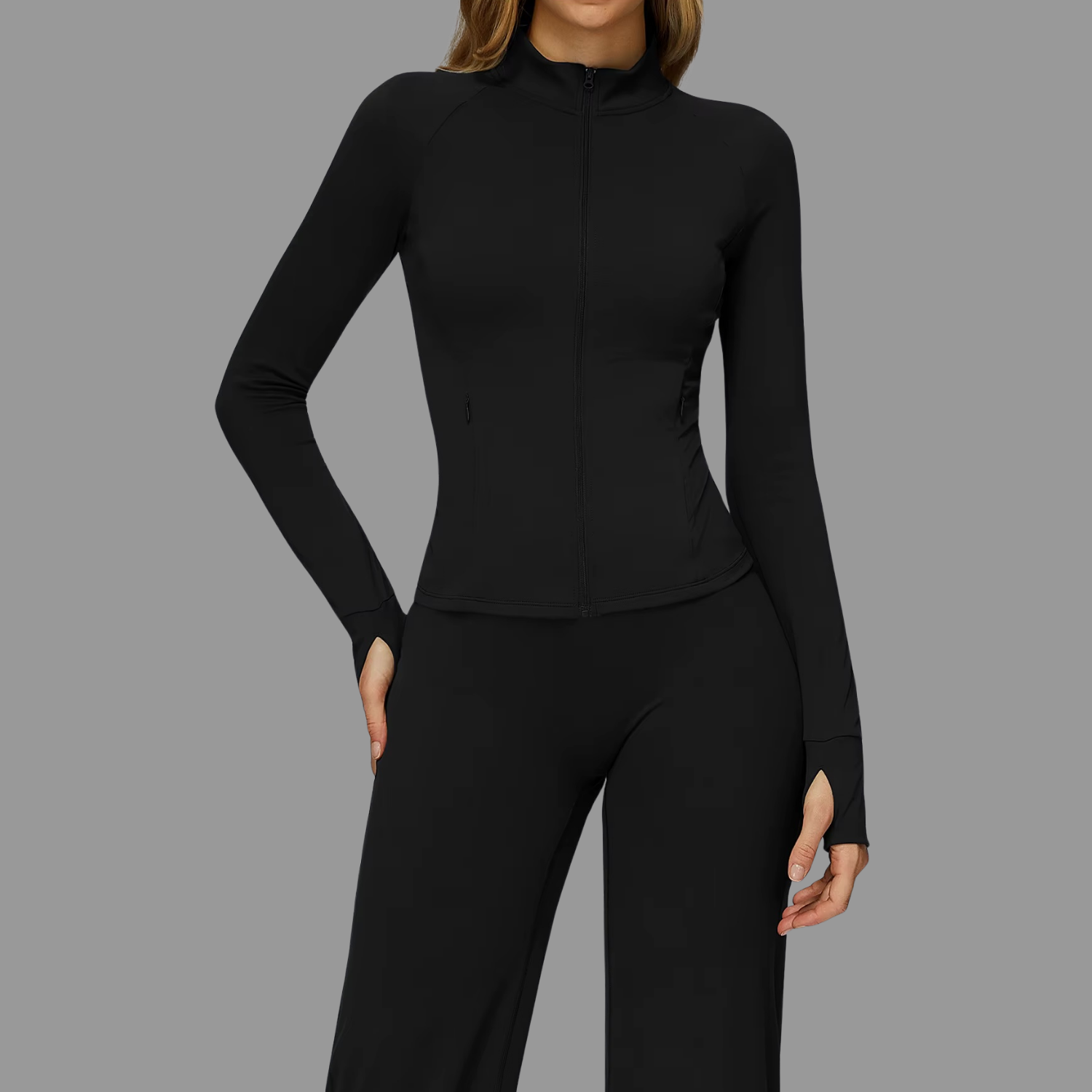 Veste de sport à col zappé Noir PILATIV