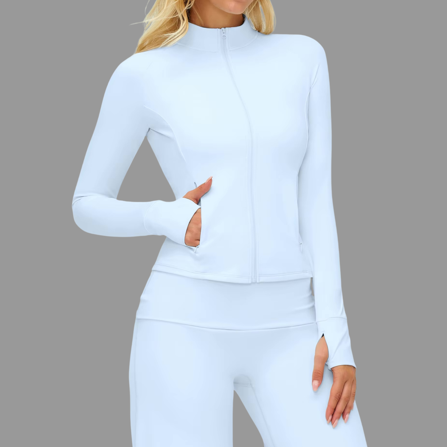 Veste de sport à col zappé Bleu clair PILATIV