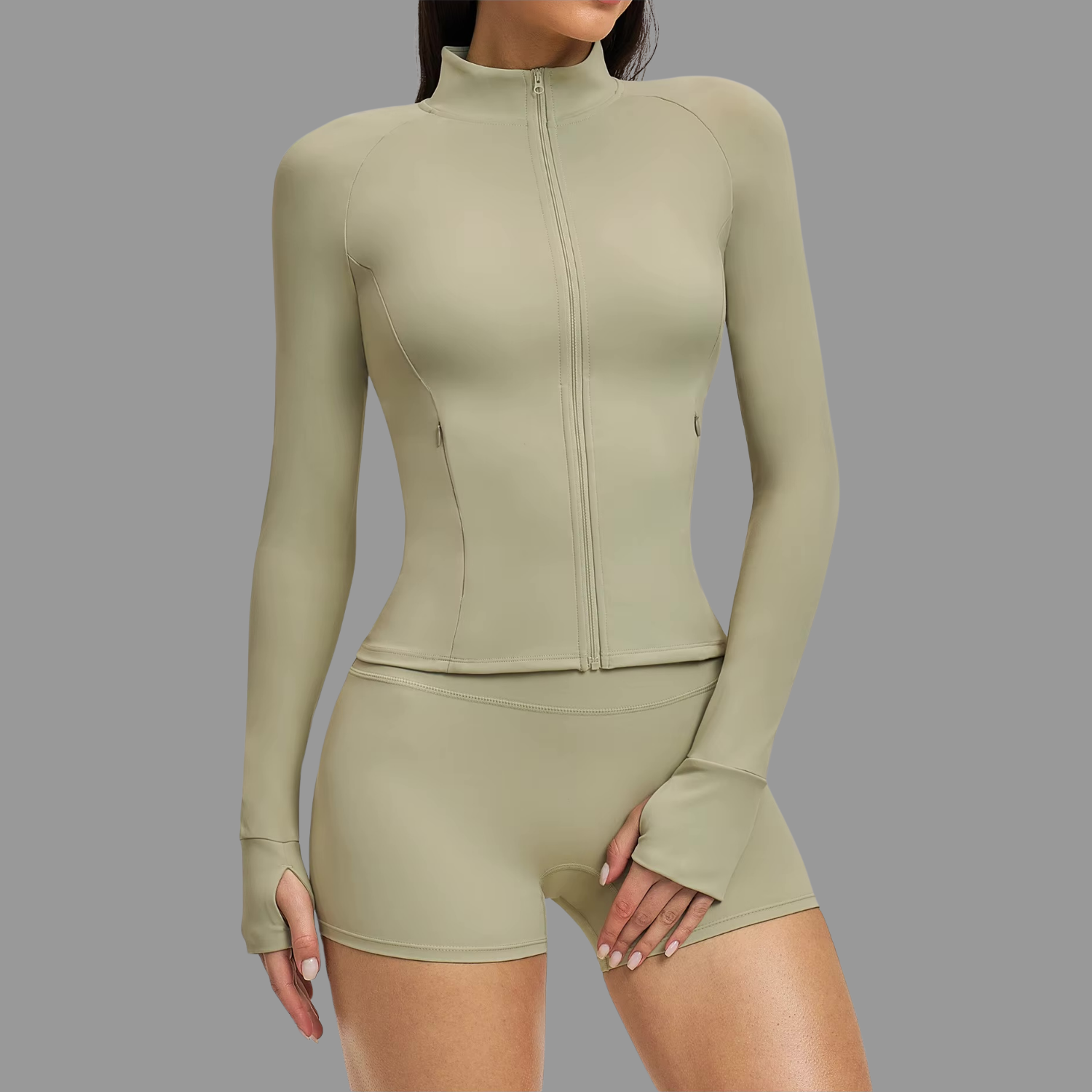 Veste de sport à col zappé Vert PILATIV