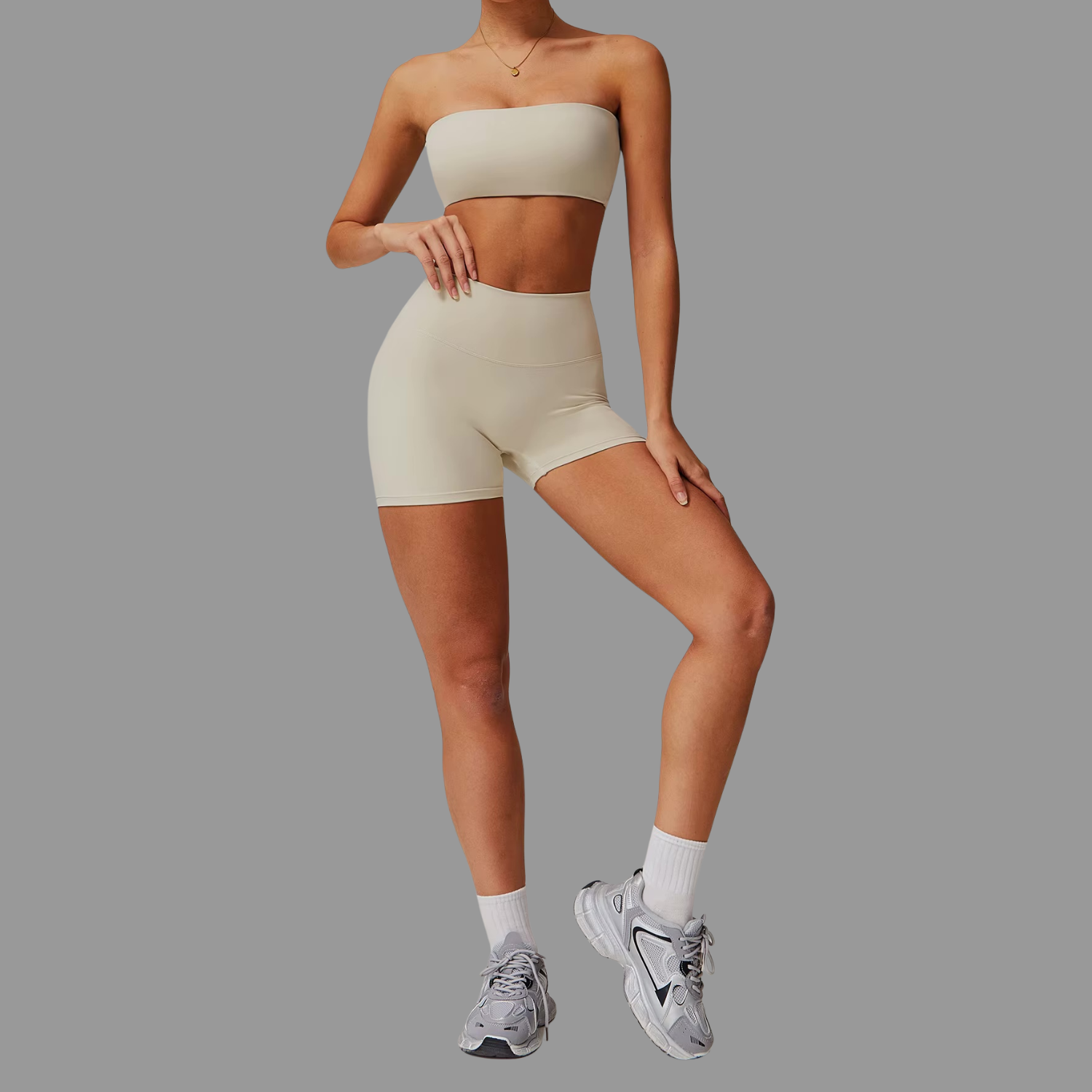 Bandeau type Brassière de sport Beige PILATIV