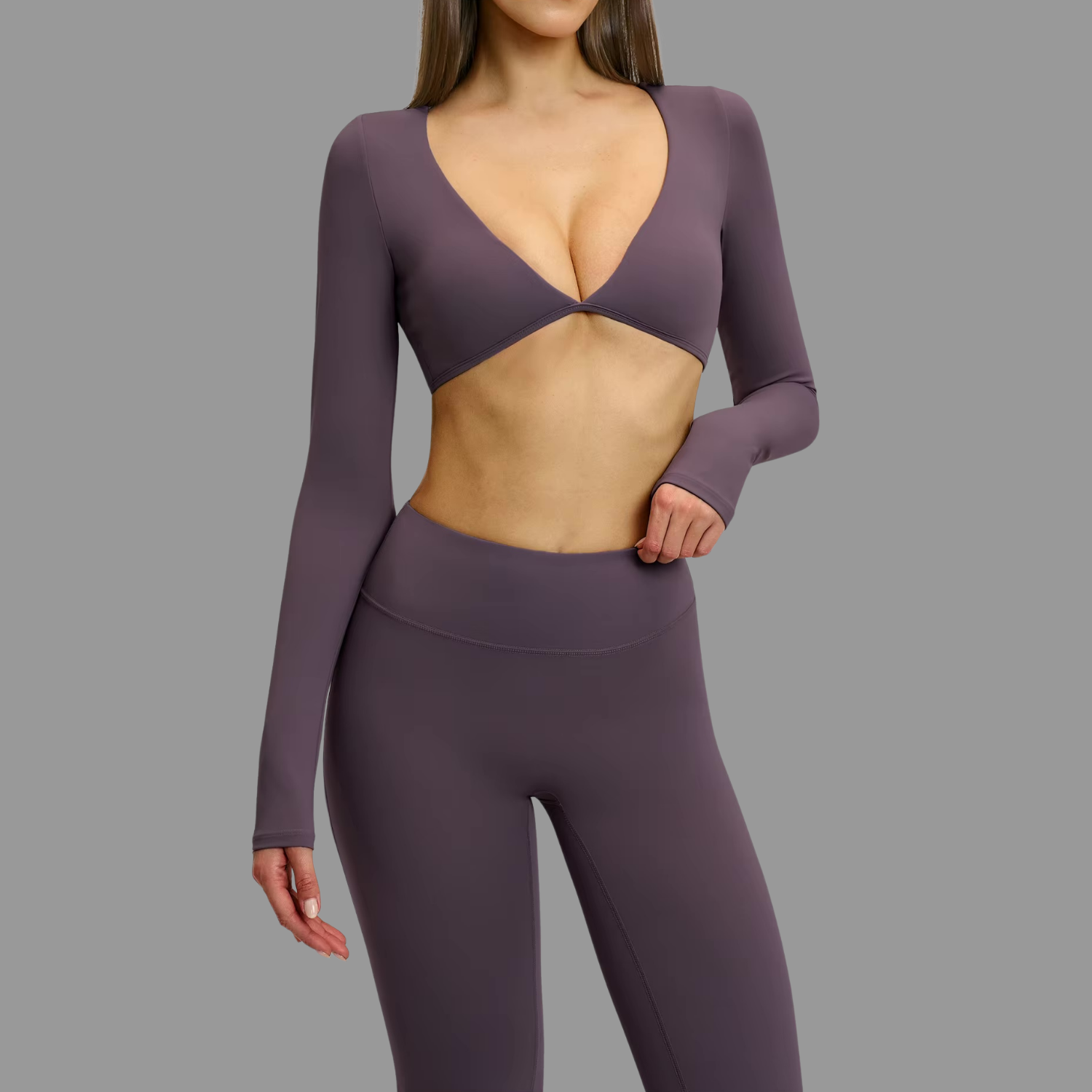 Haut de sport à manches longues Violet PILATIV