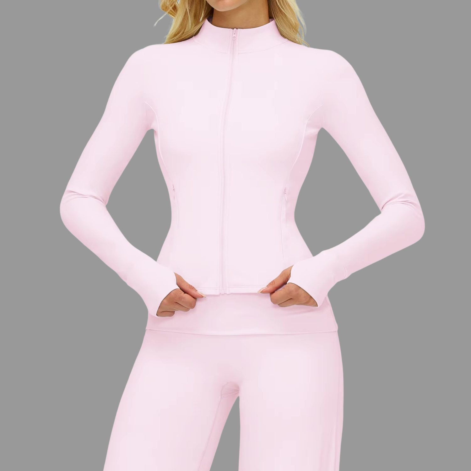 Veste de sport à col zappé Rose PILATIV