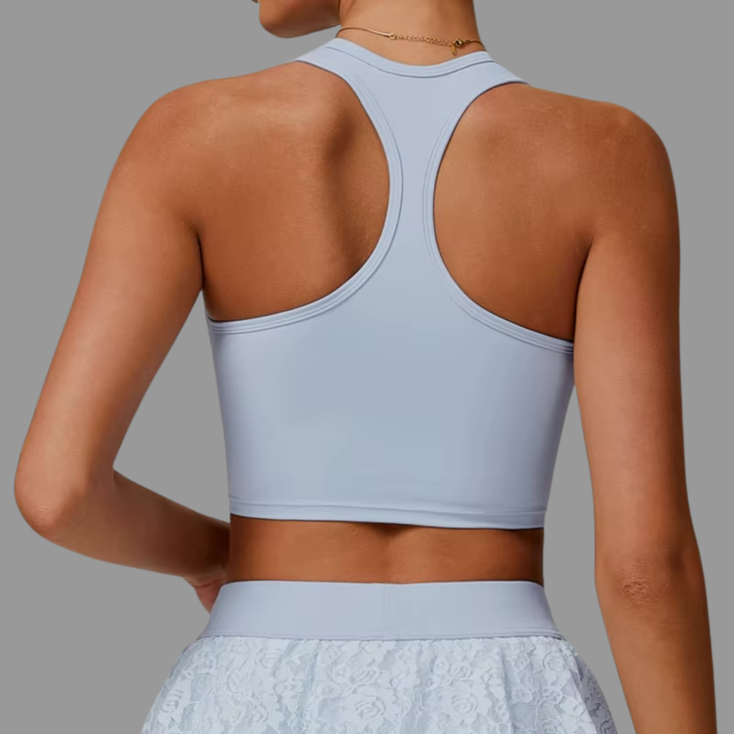 Crop top en dentelle Bleu clair PILATIV