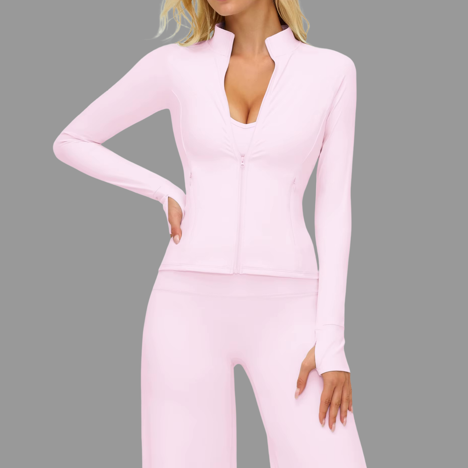 Veste de sport à col zappé Rose PILATIV