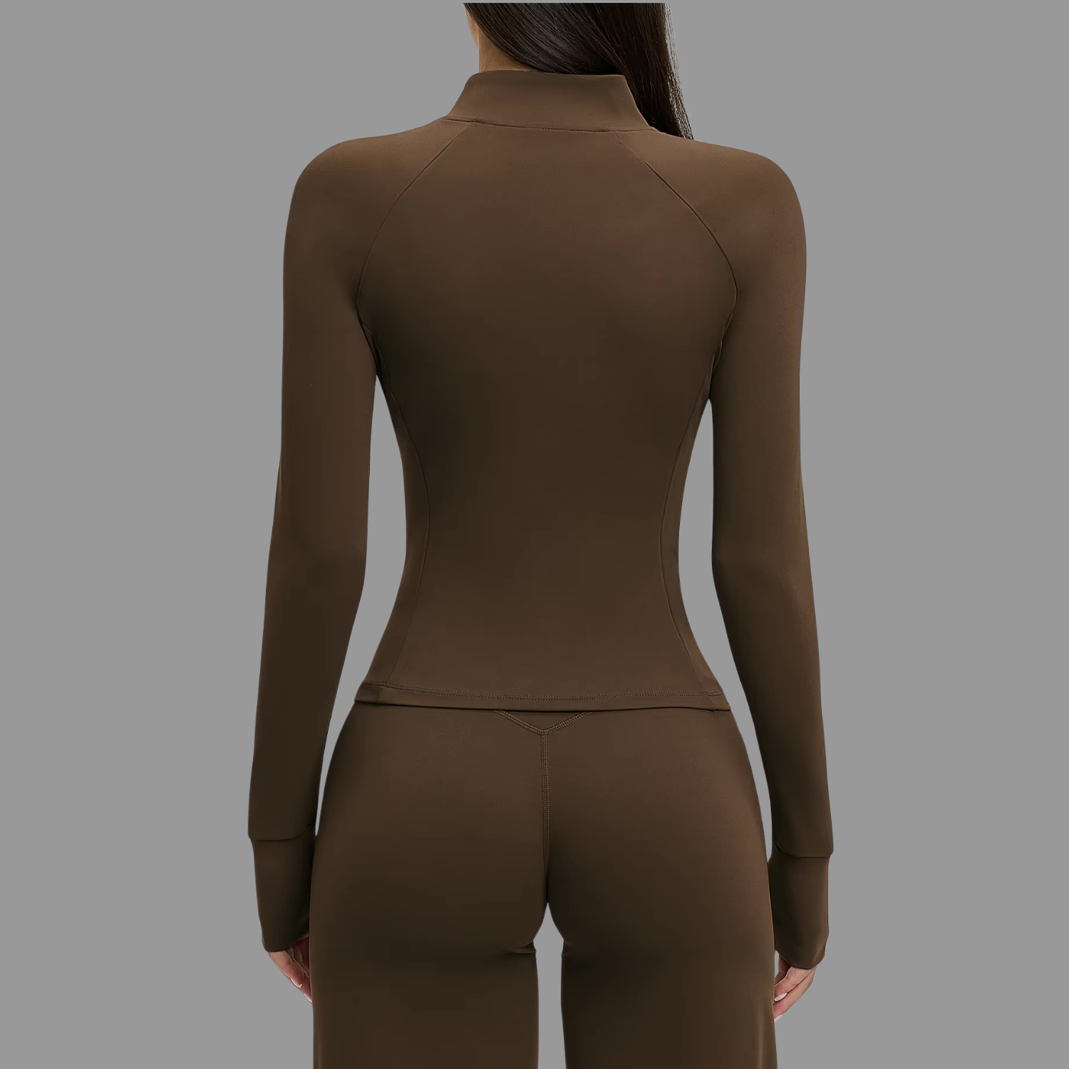 Veste de sport à col zappé Marron PILATIV