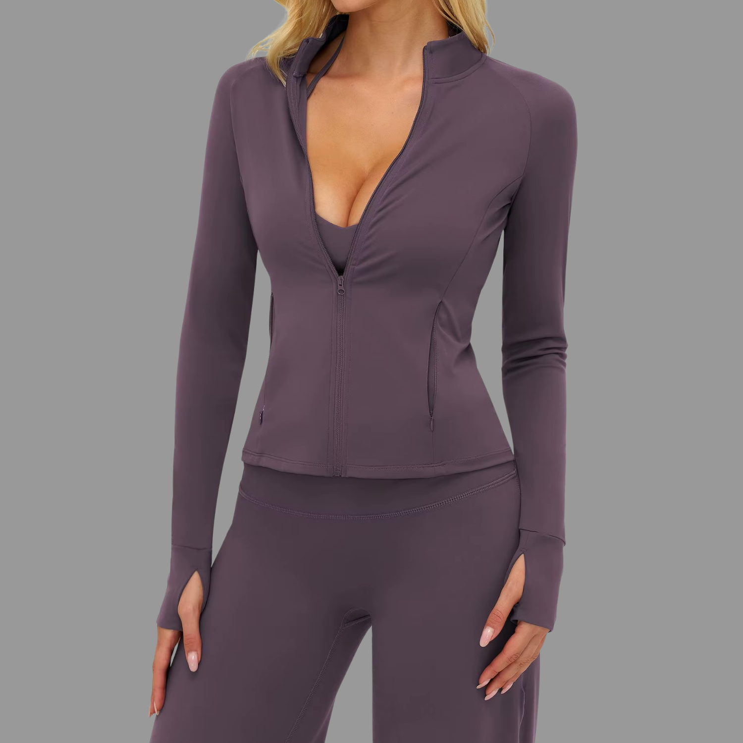 Veste de sport à col zappé Violet PILATIV
