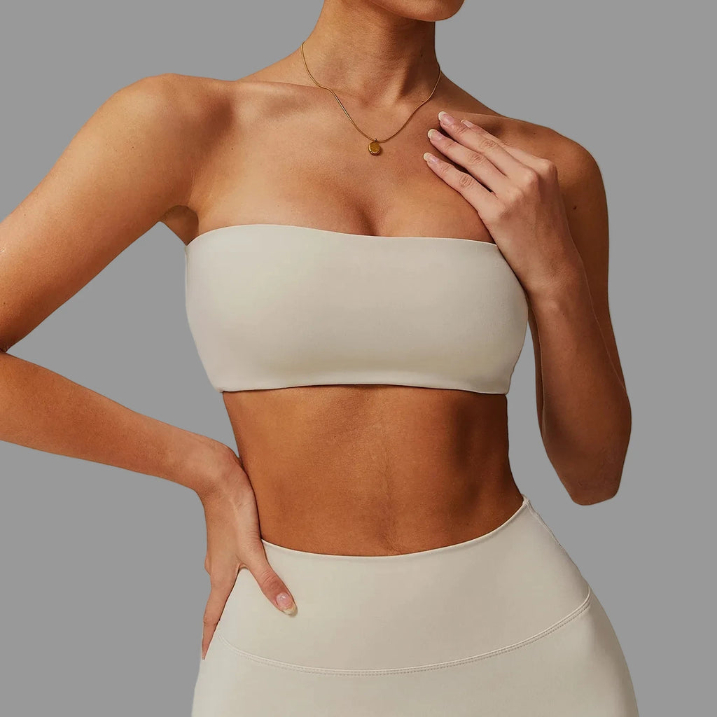 Bandeau type Brassière de sport Beige PILATIV