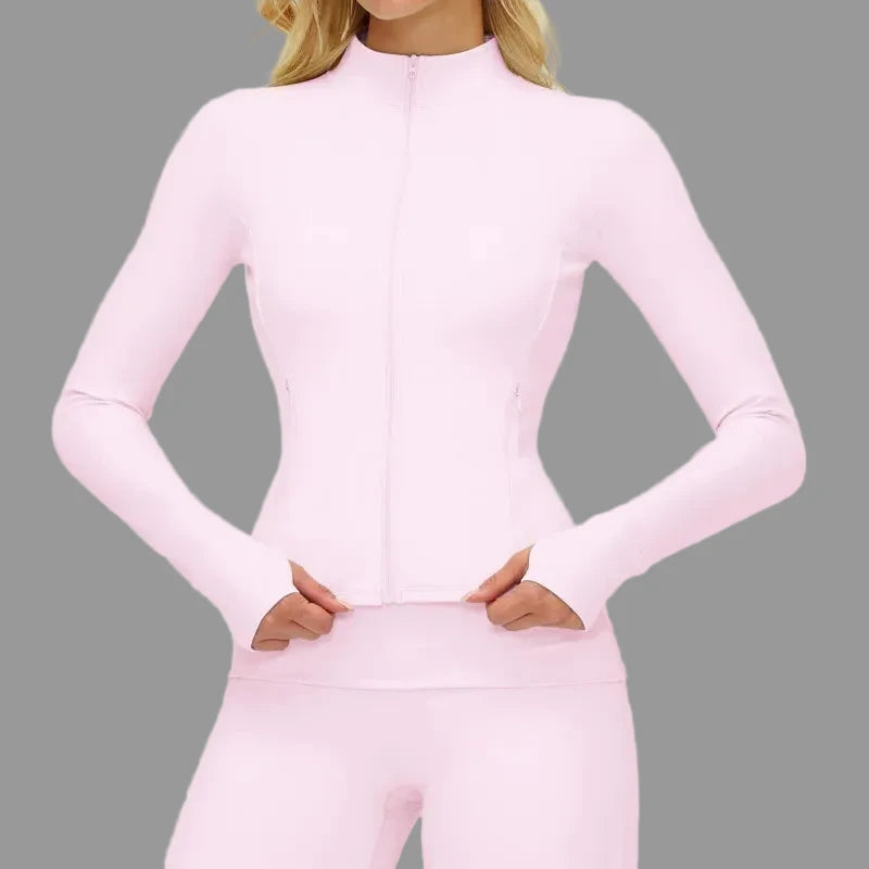 Veste de sport à col zappé Rose PILATIV