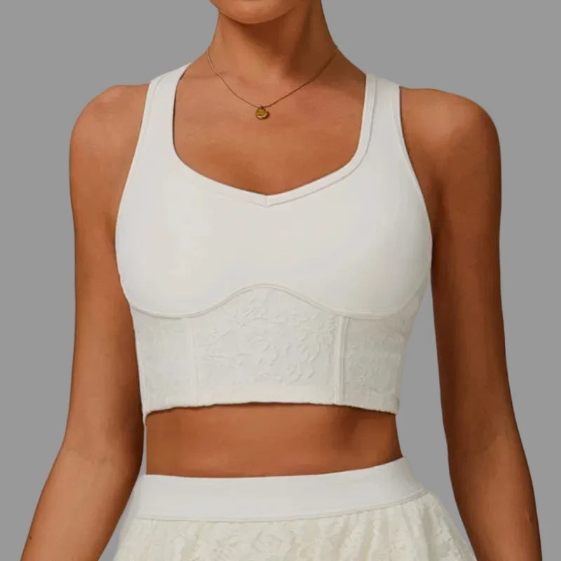 Crop top en dentelle Beige PILATIV