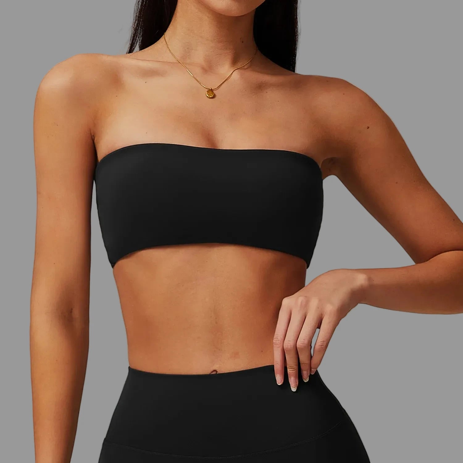 Bandeau type Brassière de sport Noir PILATIV